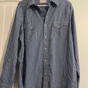 Men Size XL Wrangler Western Shirt, pearl snaps, Long Sleeve